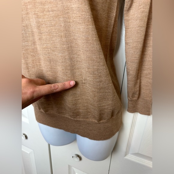 J.CREW Camel Tan 100% Merino Wool Tippi Crewneck Sweater Knit Wardrobe Staple - Picture 7 of 11